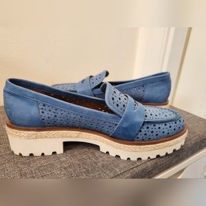 Nine West Blue Perforated Loafers